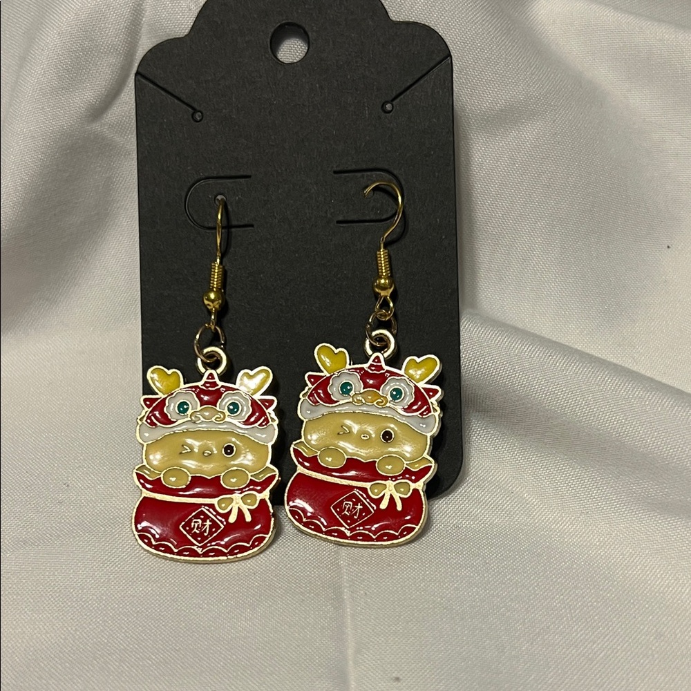 Festive Red and Gold Earrings